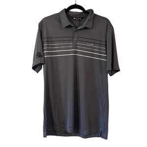 TravisMathew Coto Chest Stripe Polo Shirt Dark Grey Size L Golf Activewear Men